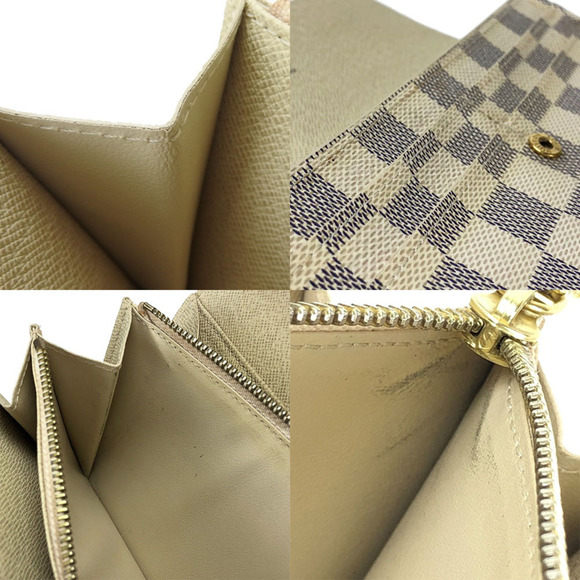 LOUIS VUITTON Bifold Wallet Portefeuille Sara N61735 Damier Azur Leather LV PVC - Picture 7 of 9